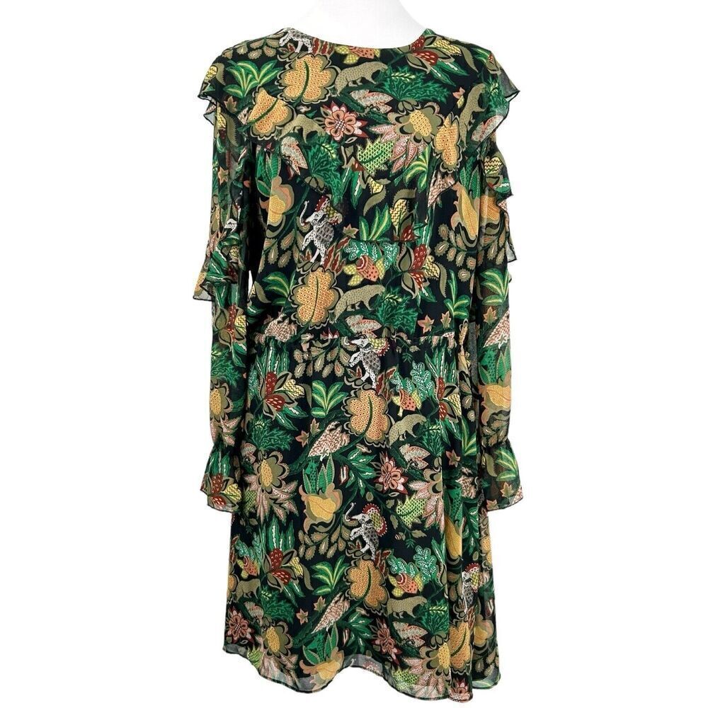 Scotch & Soda Maison Scott Forest Green Jungle Ruffle Size Large - Picture 2 of 16